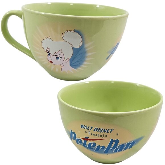 Disney Store Peter Pan Tinker Bell Oversized Green 20 Oz Ceramic Mug Cup - Picture 1 of 16